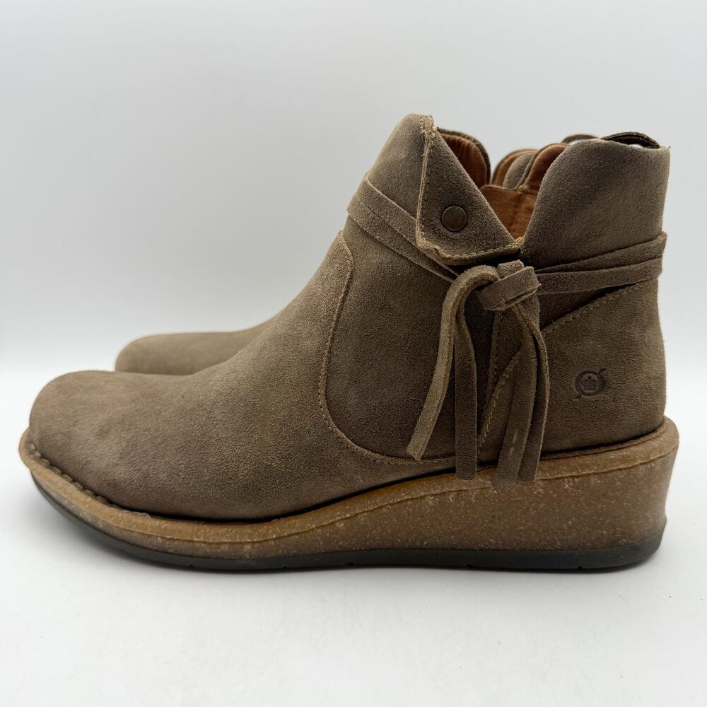 Born Taupe Suede Wedge Ankle Boots - Picture 9 of 14